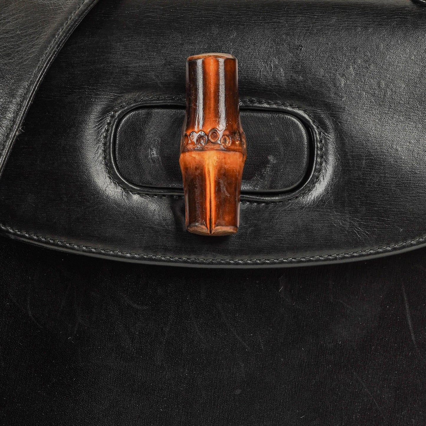 Gucci Convertible Bamboo Tasche mit Obergriff aus schwarzem Leder