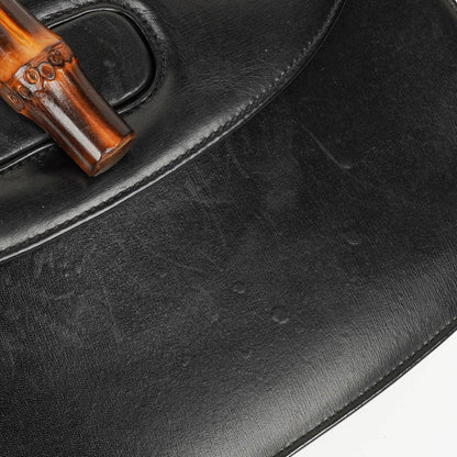 Gucci Convertible Bamboo Tasche mit Obergriff aus schwarzem Leder