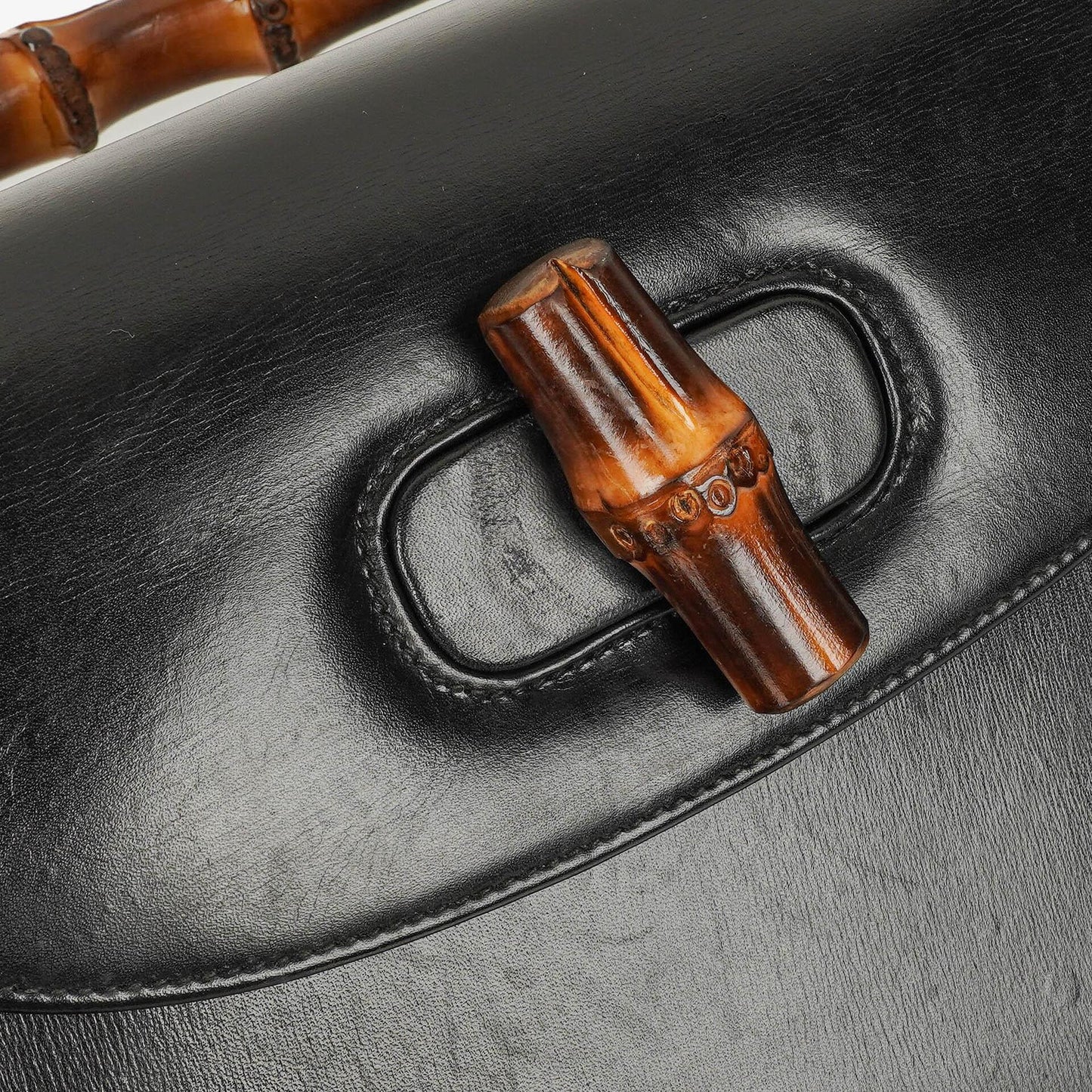 Gucci Convertible Bamboo Tasche mit Obergriff aus schwarzem Leder