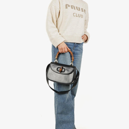 Gucci Convertible Bamboo Tasche mit Obergriff aus schwarzem Leder