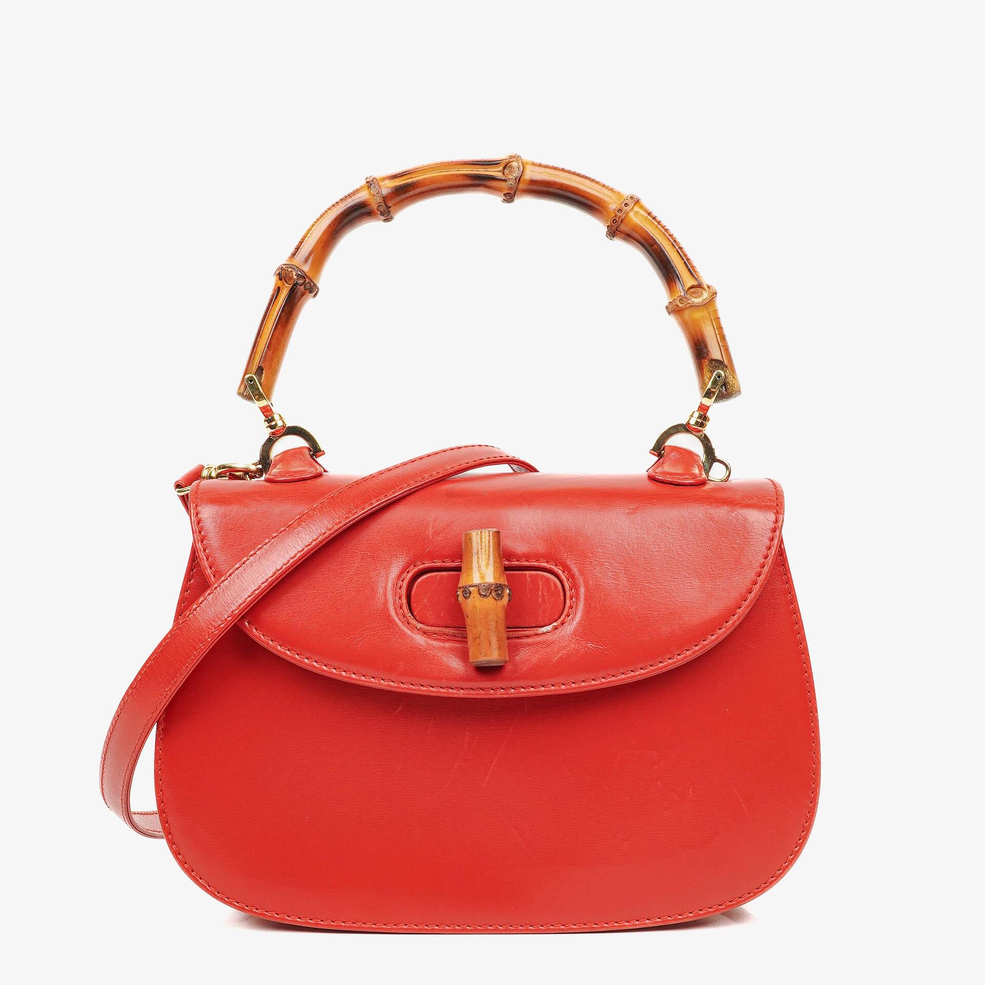 Gucci Convertible Bamboo Top Handle Tasche aus rotem Leder