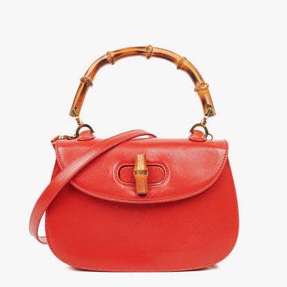 Gucci Convertible Bamboo Top Handle Tasche aus rotem Leder