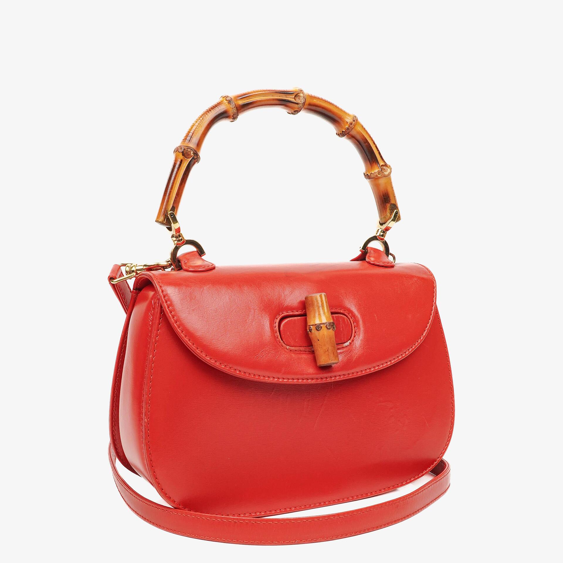 Gucci Convertible Bamboo Top Handle Tasche aus rotem Leder
