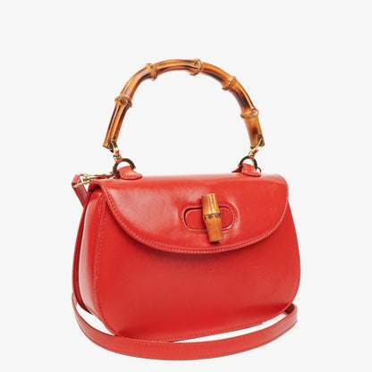 Gucci Convertible Bamboo Top Handle Tasche aus rotem Leder