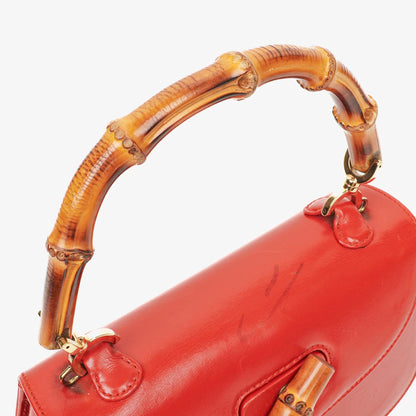 Gucci Convertible Bamboo Top Handle Tasche aus rotem Leder