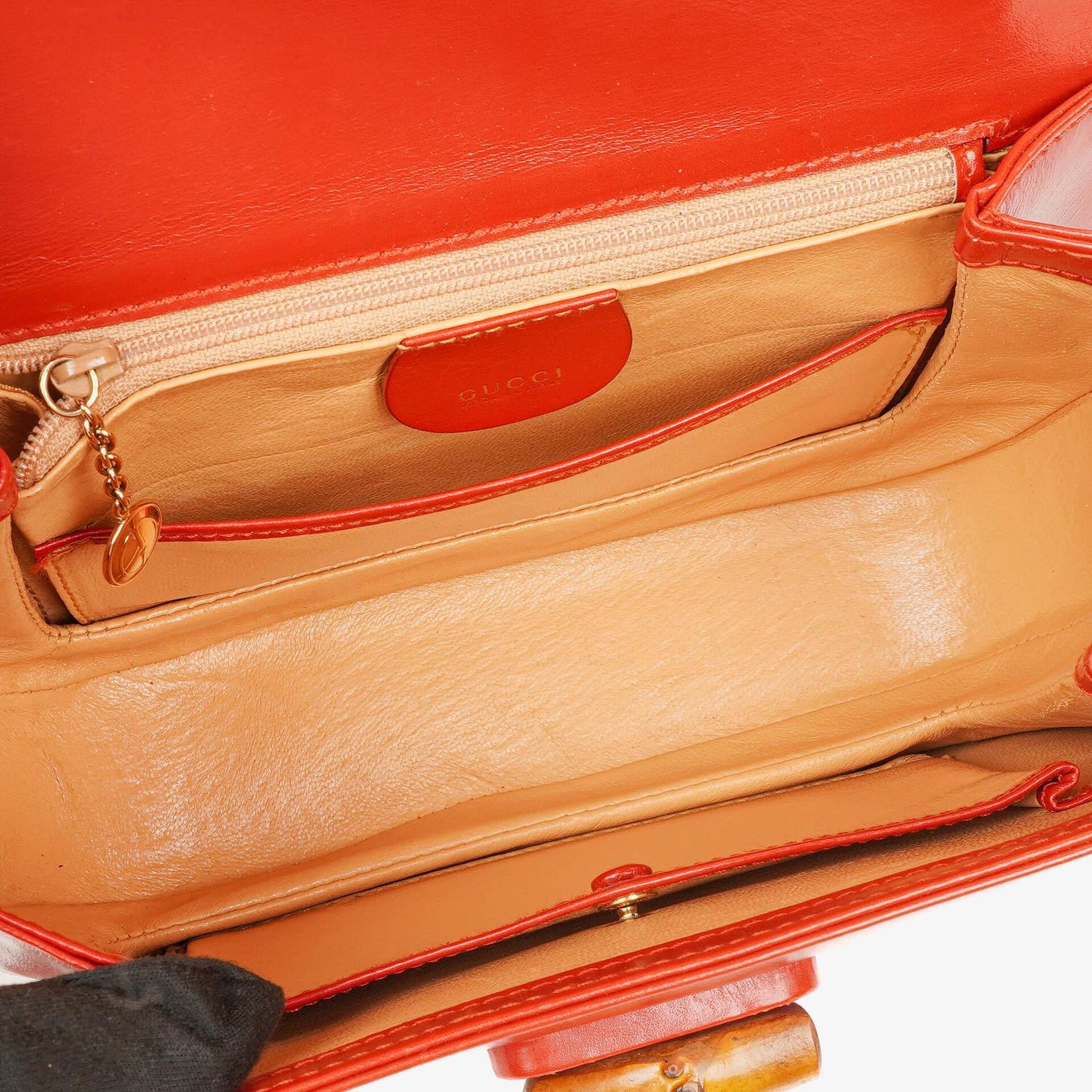 Gucci Convertible Bamboo Top Handle Tasche aus rotem Leder