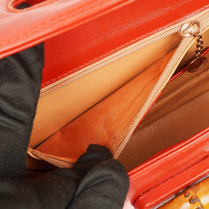 Gucci Convertible Bamboo Top Handle Tasche aus rotem Leder