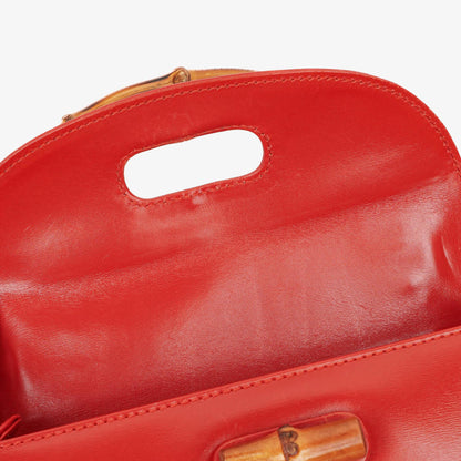 Gucci Convertible Bamboo Top Handle Tasche aus rotem Leder