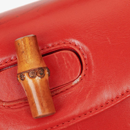 Gucci Convertible Bamboo Top Handle Tasche aus rotem Leder