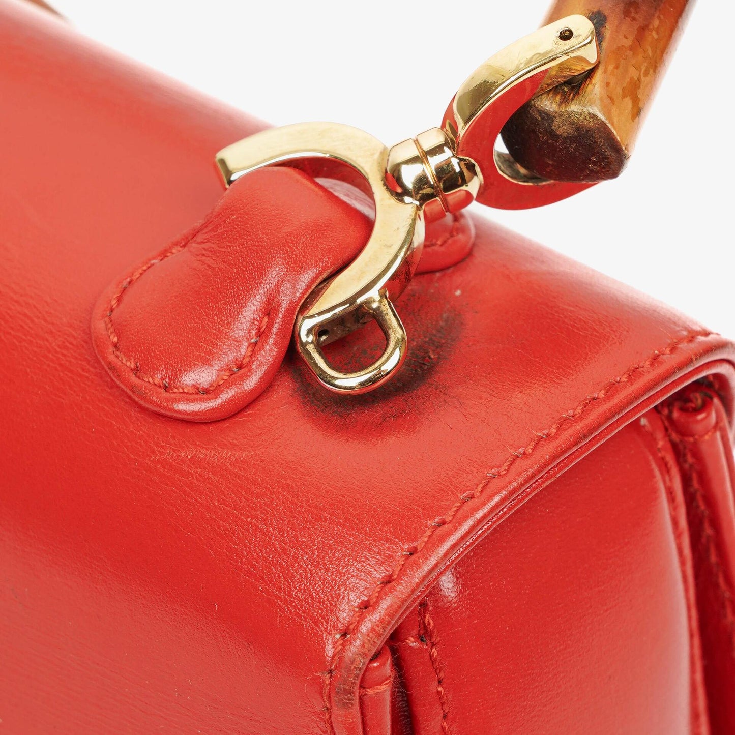 Gucci Convertible Bamboo Top Handle Tasche aus rotem Leder