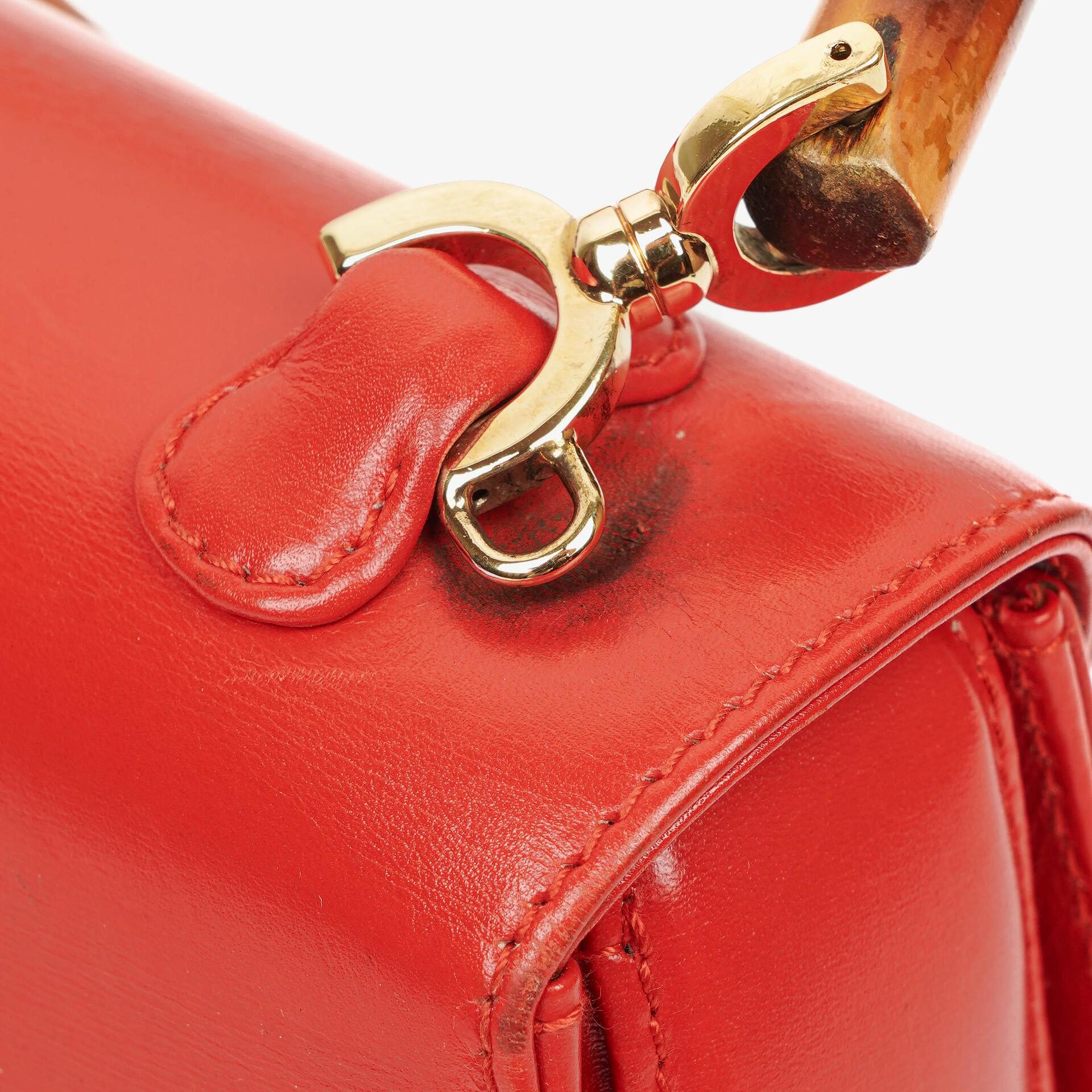 Gucci Convertible Bamboo Top Handle Tasche aus rotem Leder