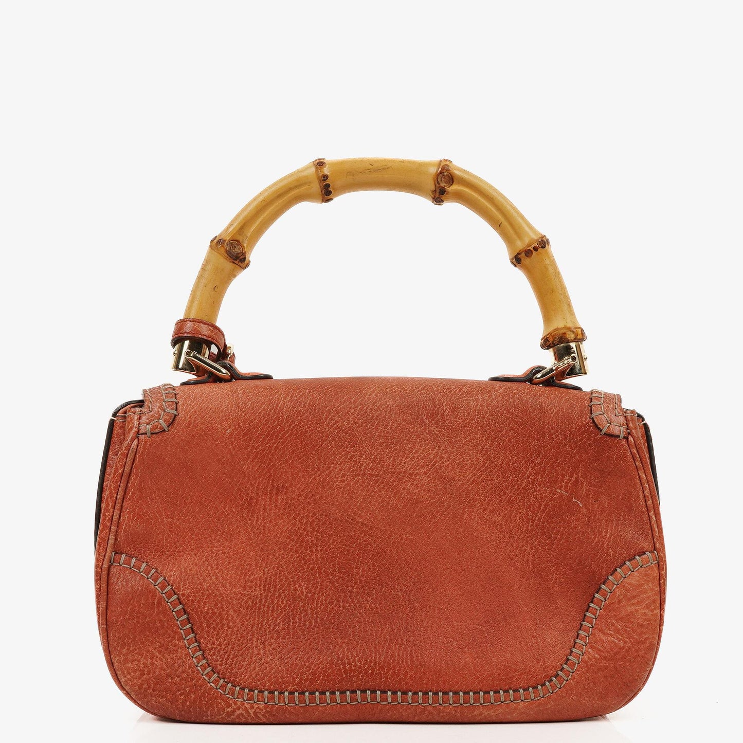 Gucci Medium New Convertible Bamboo Top Handle Tasche aus genarbtem Kalbsleder in Koralle