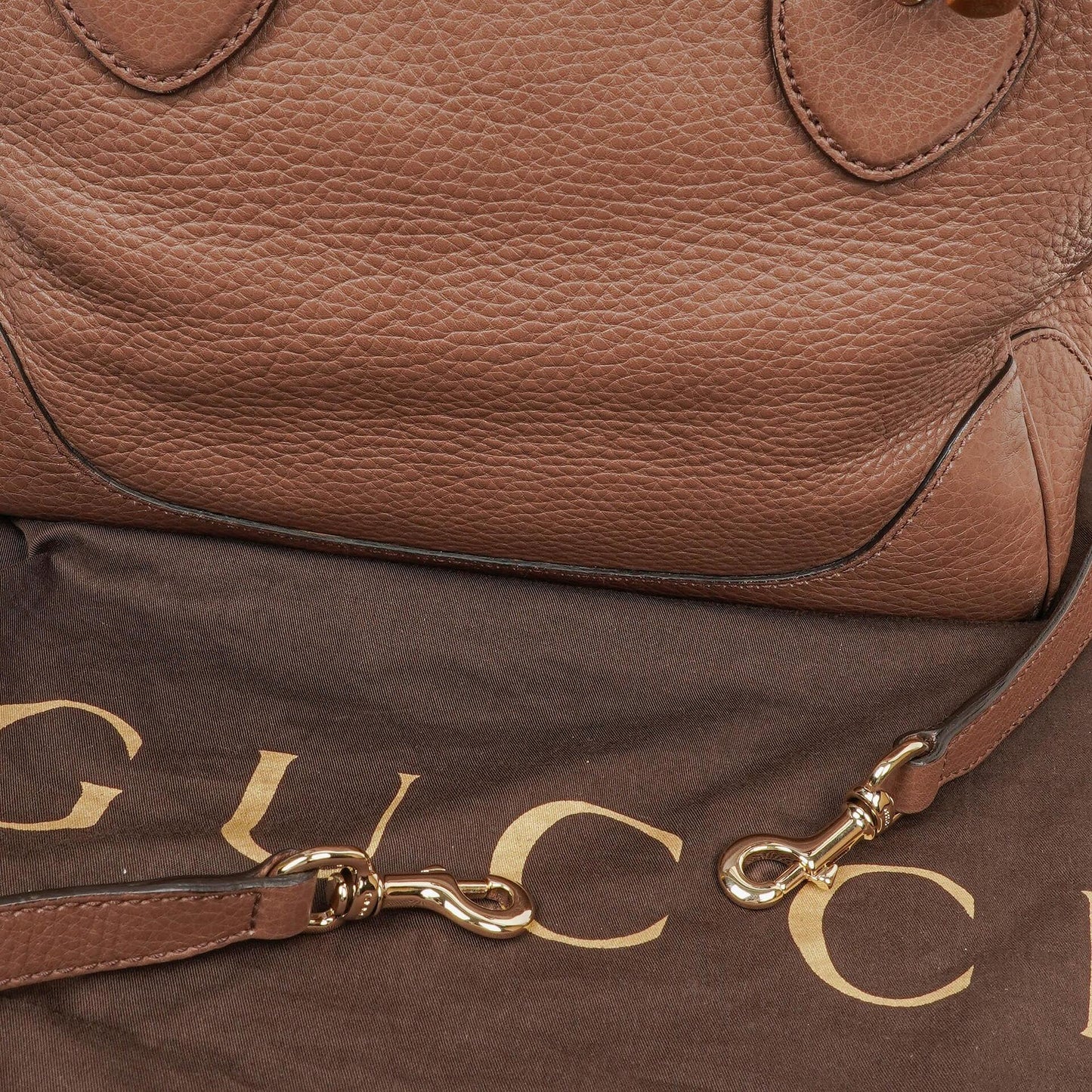Gucci Diana Tote aus schwarzem genarbtem Leder mit Bambus-Tragegriff