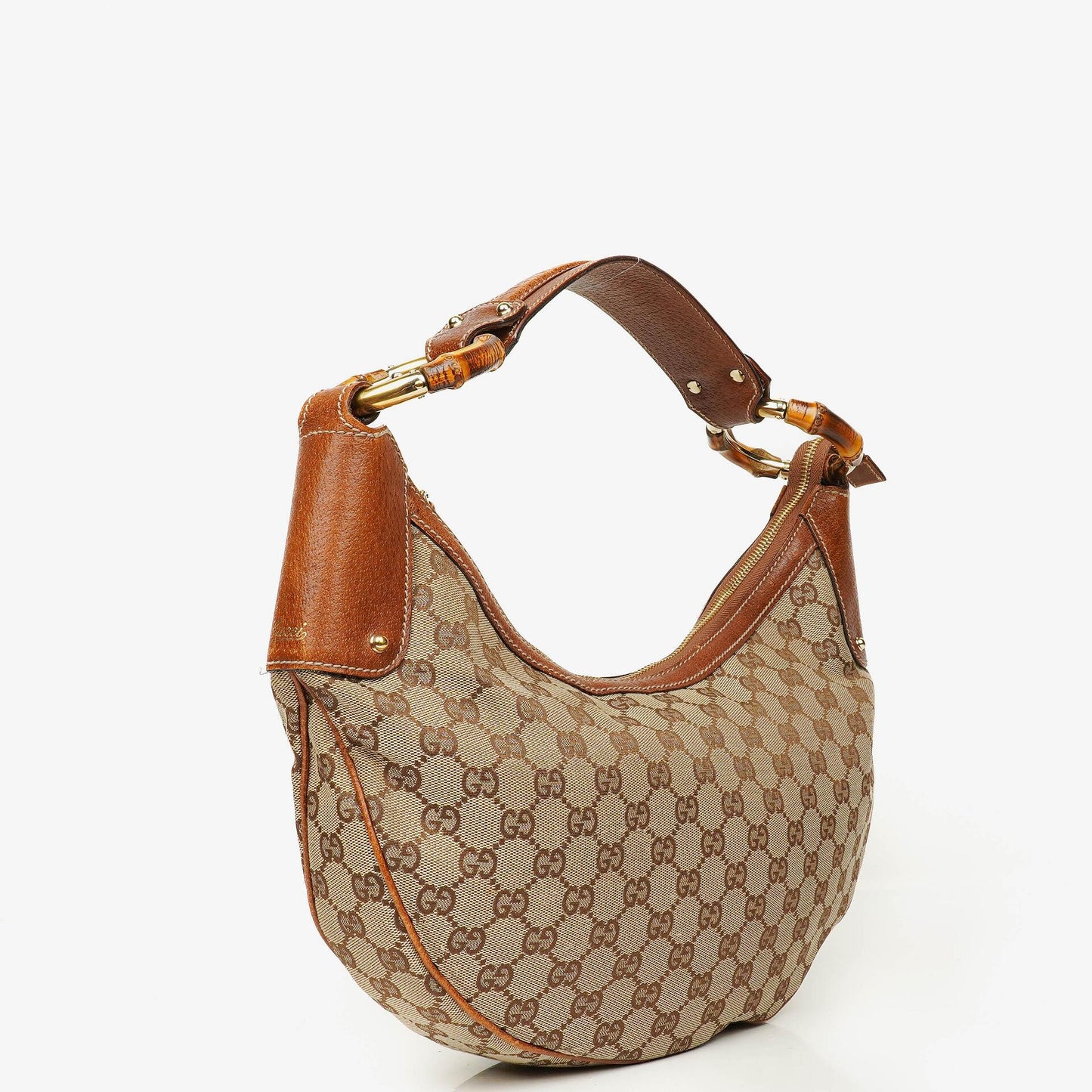 Gucci Hobo-Tasche aus GG Canvas mit Bambusring