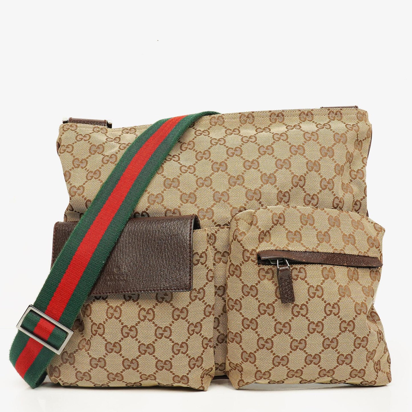 Gucci Web Messenger Tasche aus GG Canvas mit Doppeltasche