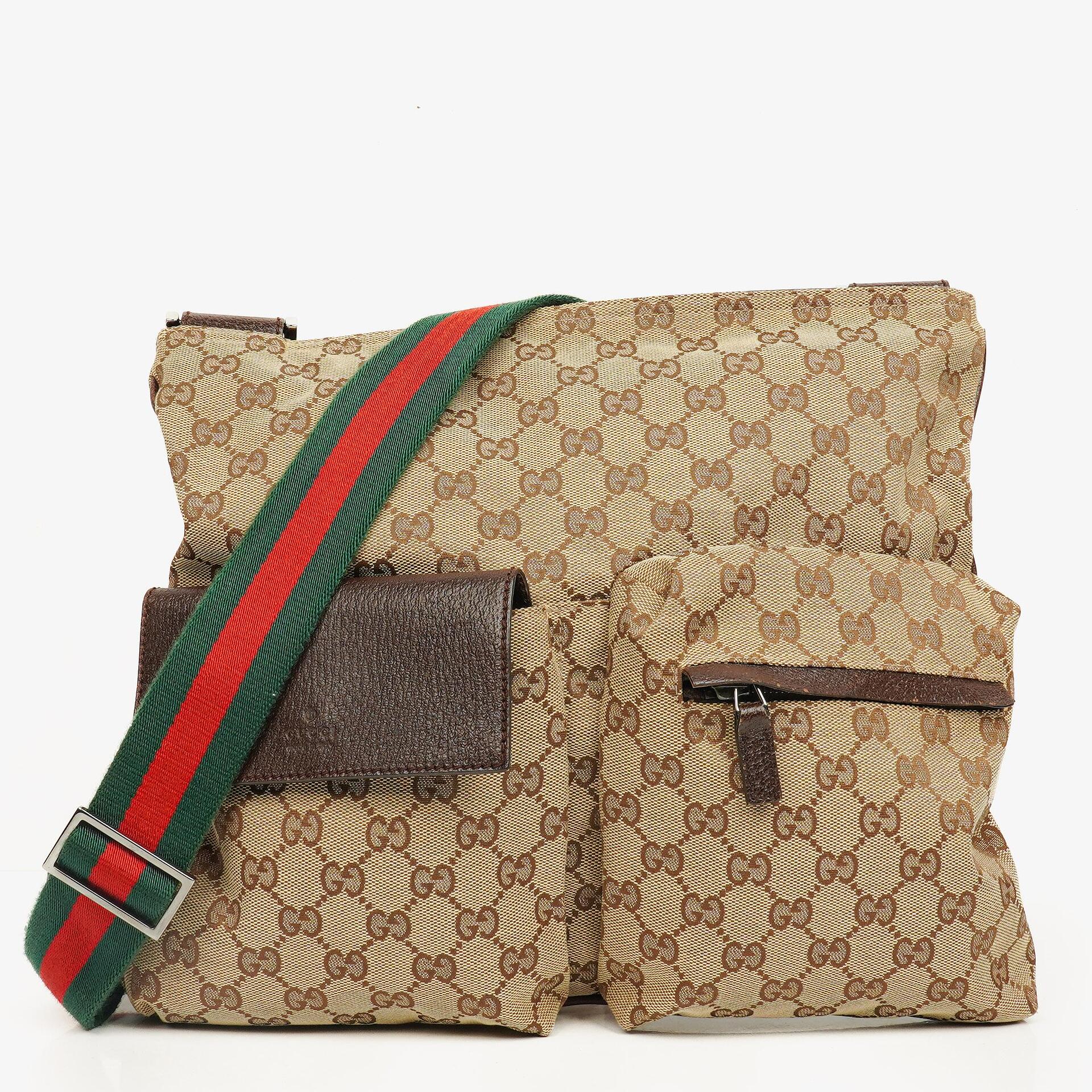 Gucci Web Messenger Tasche aus GG Canvas mit Doppeltasche