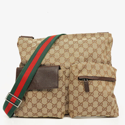 Gucci Web Messenger Tasche aus GG Canvas mit Doppeltasche