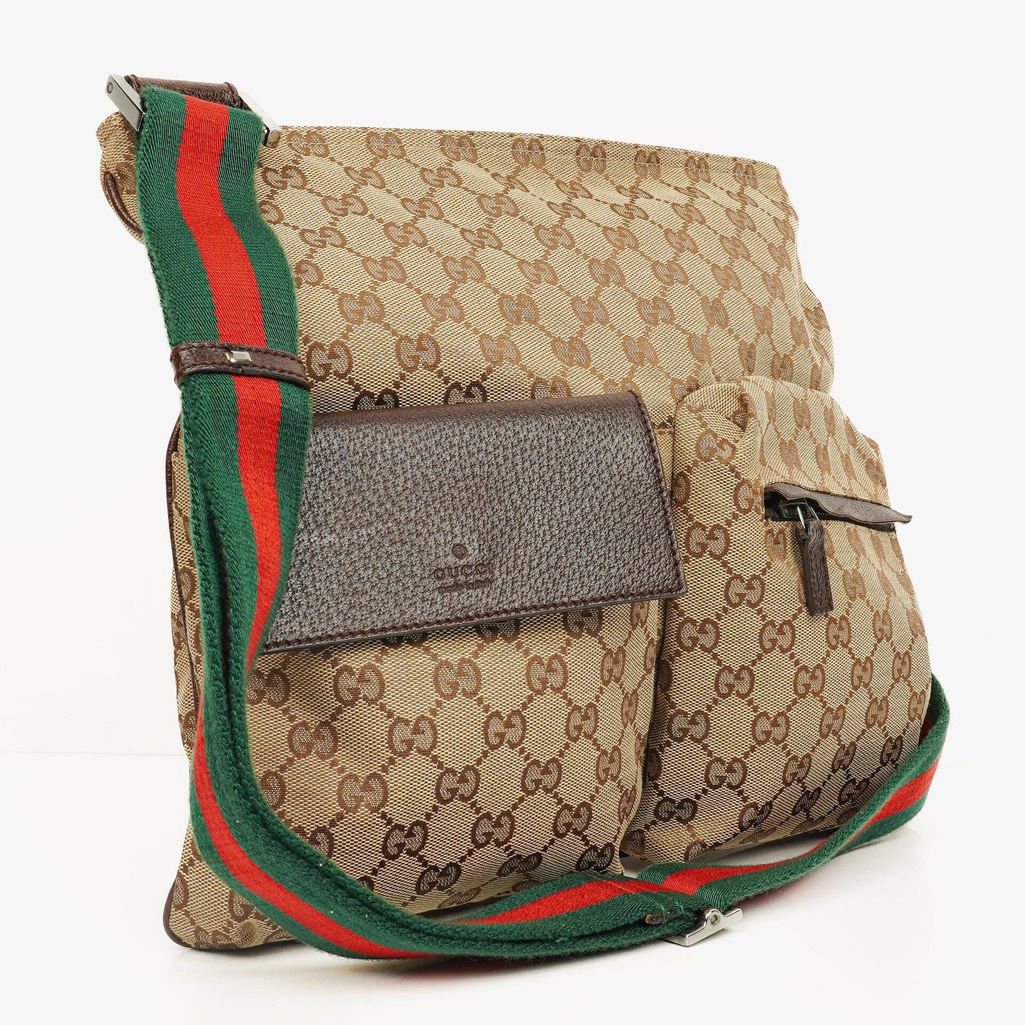 Gucci Web Messenger Tasche aus GG Canvas mit Doppeltasche