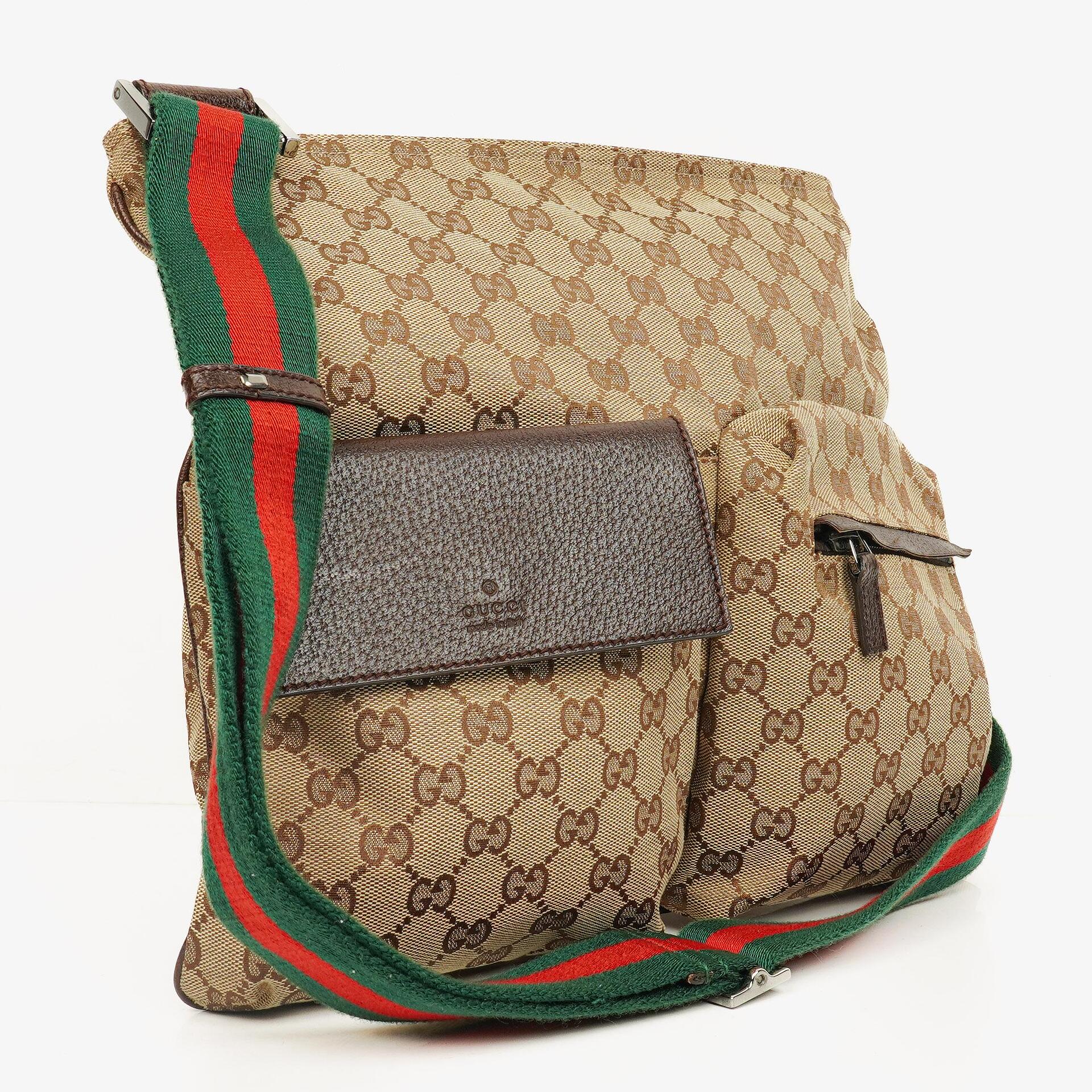 Gucci Web Messenger Tasche aus GG Canvas mit Doppeltasche