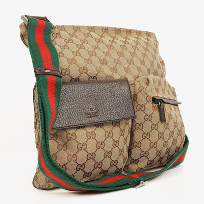Gucci Web Messenger Tasche aus GG Canvas mit Doppeltasche