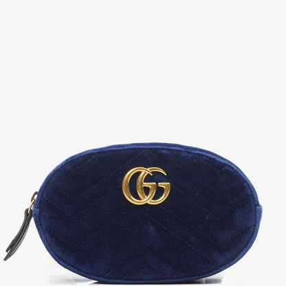 Gucci GG Marmont Matelasse Kobaltblau Samt Gürteltasche 85 34