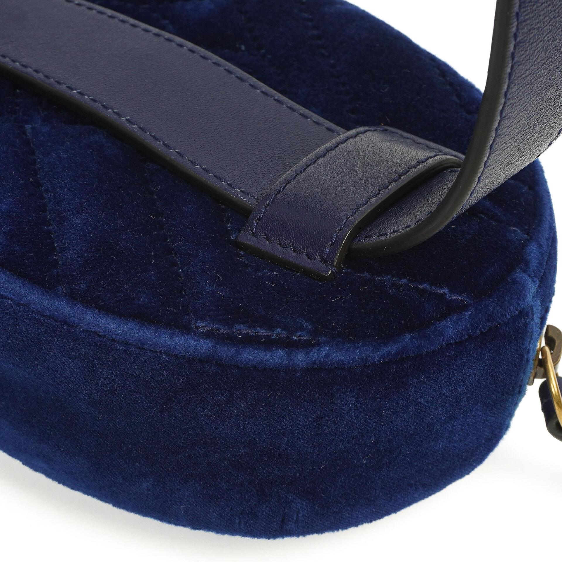Gucci GG Marmont Matelasse Kobaltblau Samt Gürteltasche 85 34