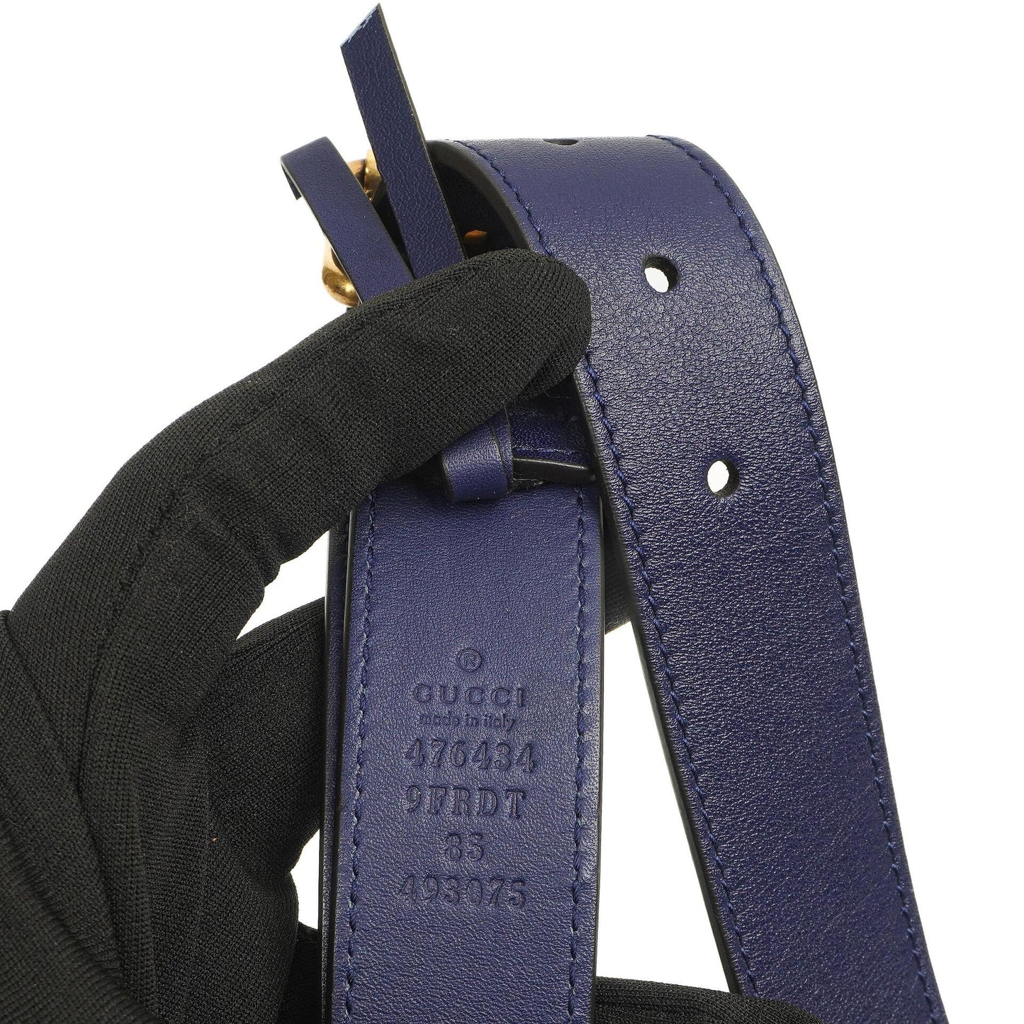 Gucci GG Marmont Matelasse Kobaltblau Samt Gürteltasche 85 34