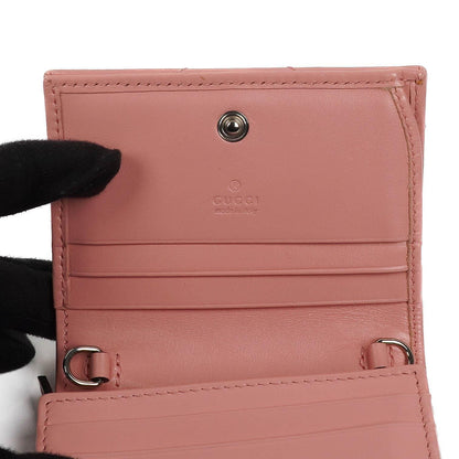 Gucci GG Marmont Kleine Geldbörse an Kette Rosa Leder Silberfarbene Beschläge