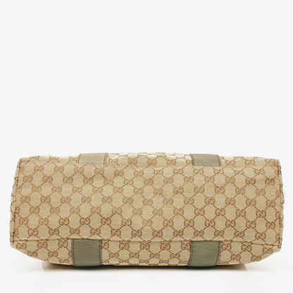 Gucci GG Monogram Canvas Top-Handle-Tasche in Beige mit Bambusgriff