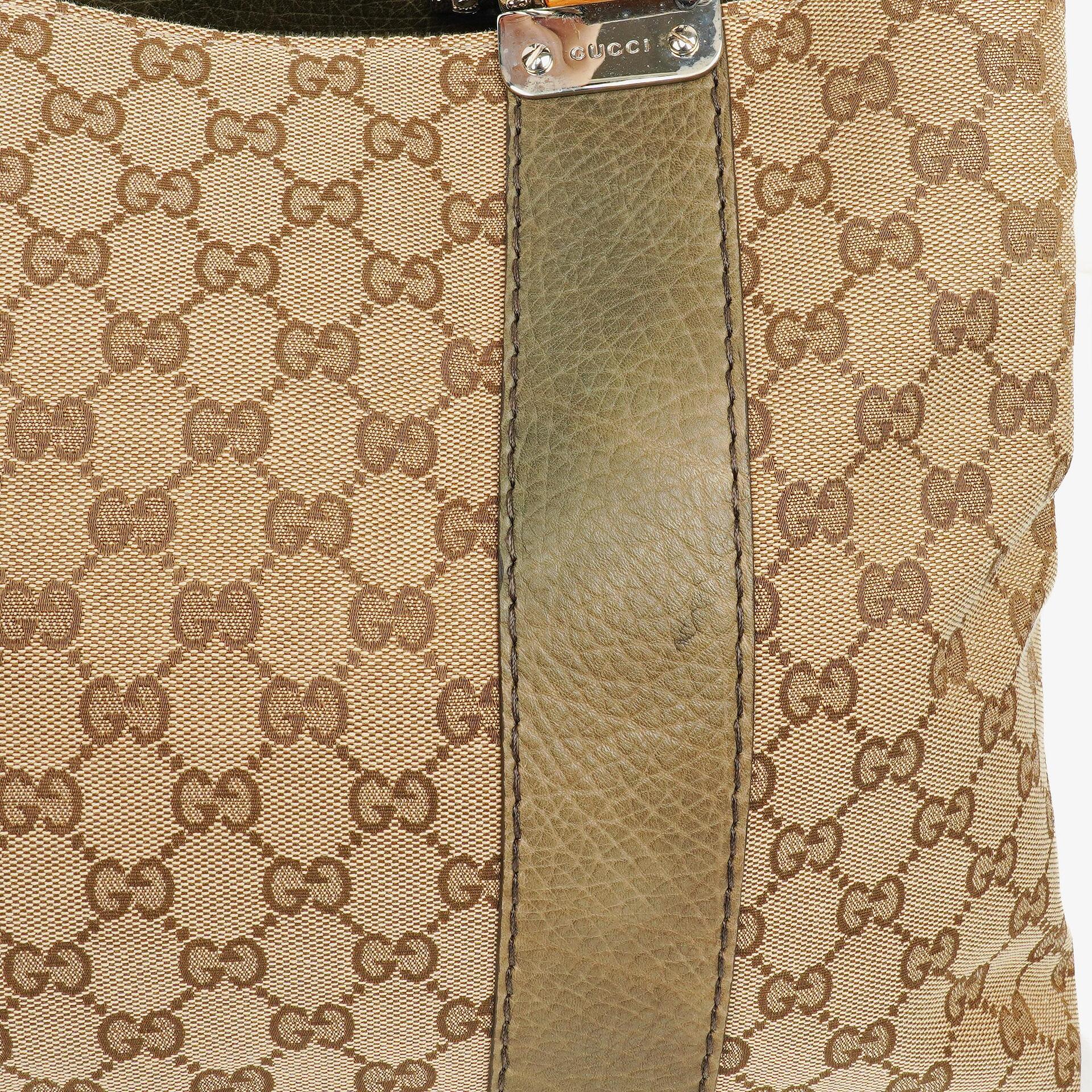 Gucci GG Monogram Canvas Top-Handle-Tasche in Beige mit Bambusgriff