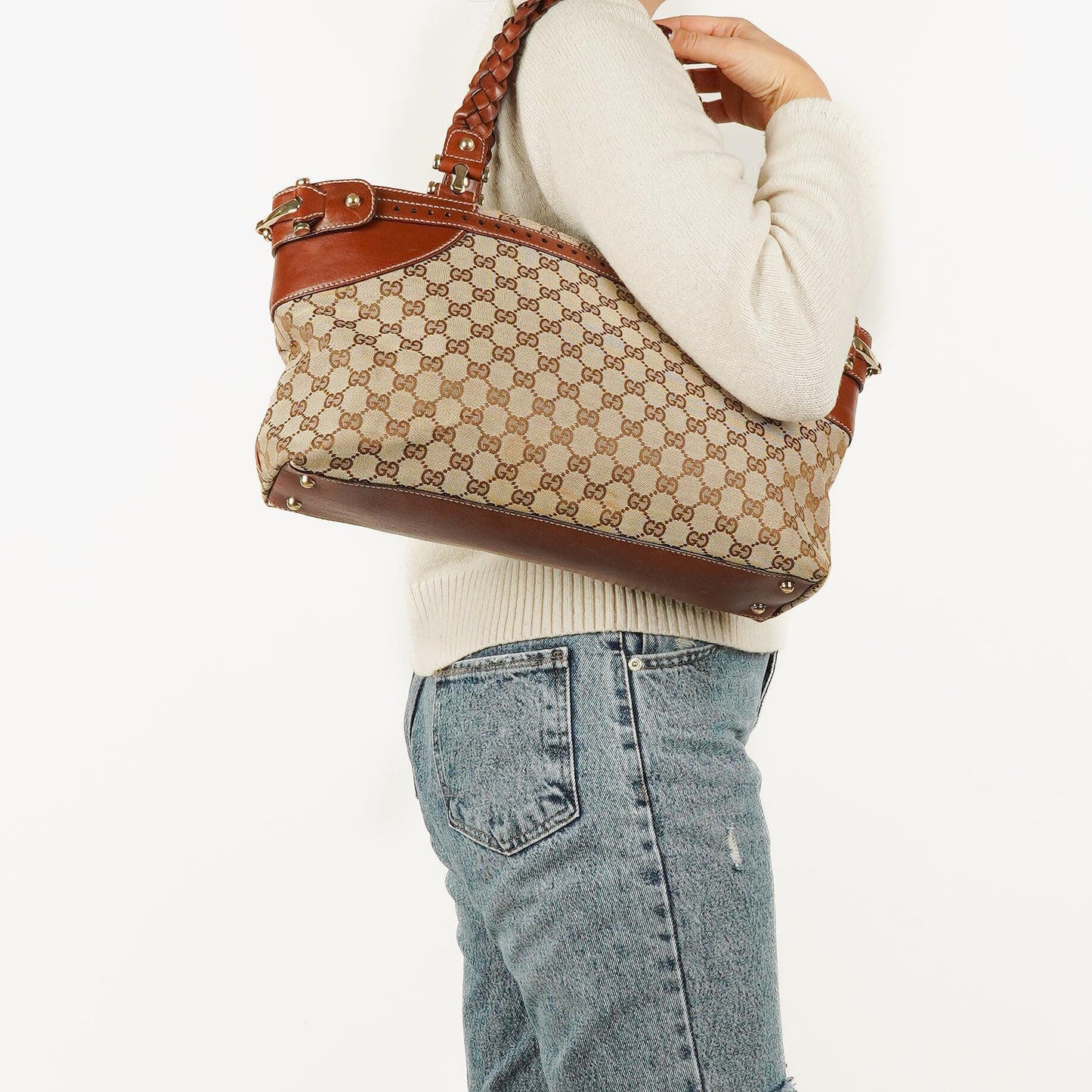 Gucci GG Monogram Canvas Handtasche in Beige/Braun