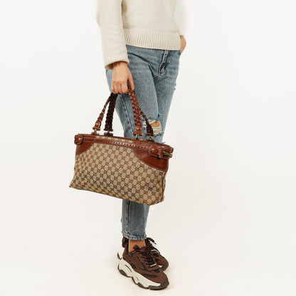 Gucci GG Monogram Canvas Handtasche in Beige/Braun