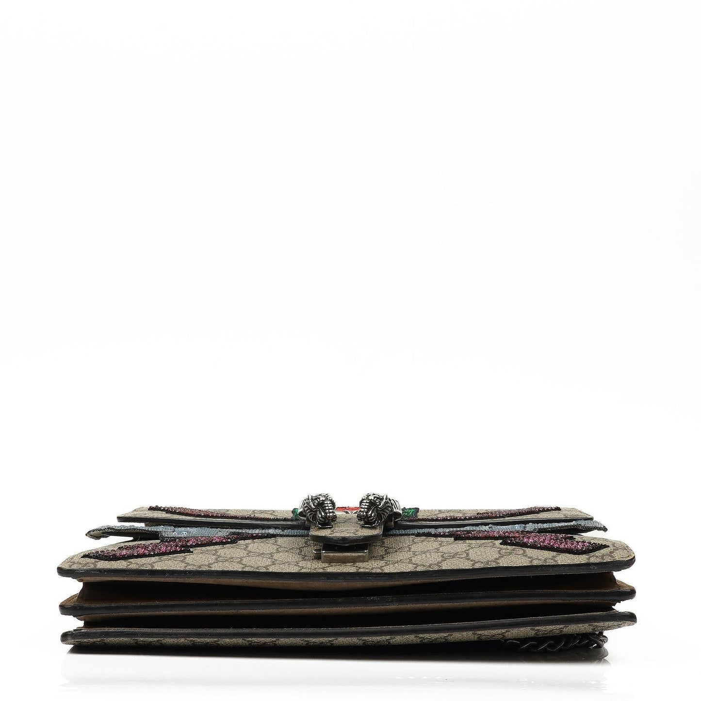 Gucci Medium Dionysus Schultertasche aus GG Supreme Monogram mit Lightning-Stickerei