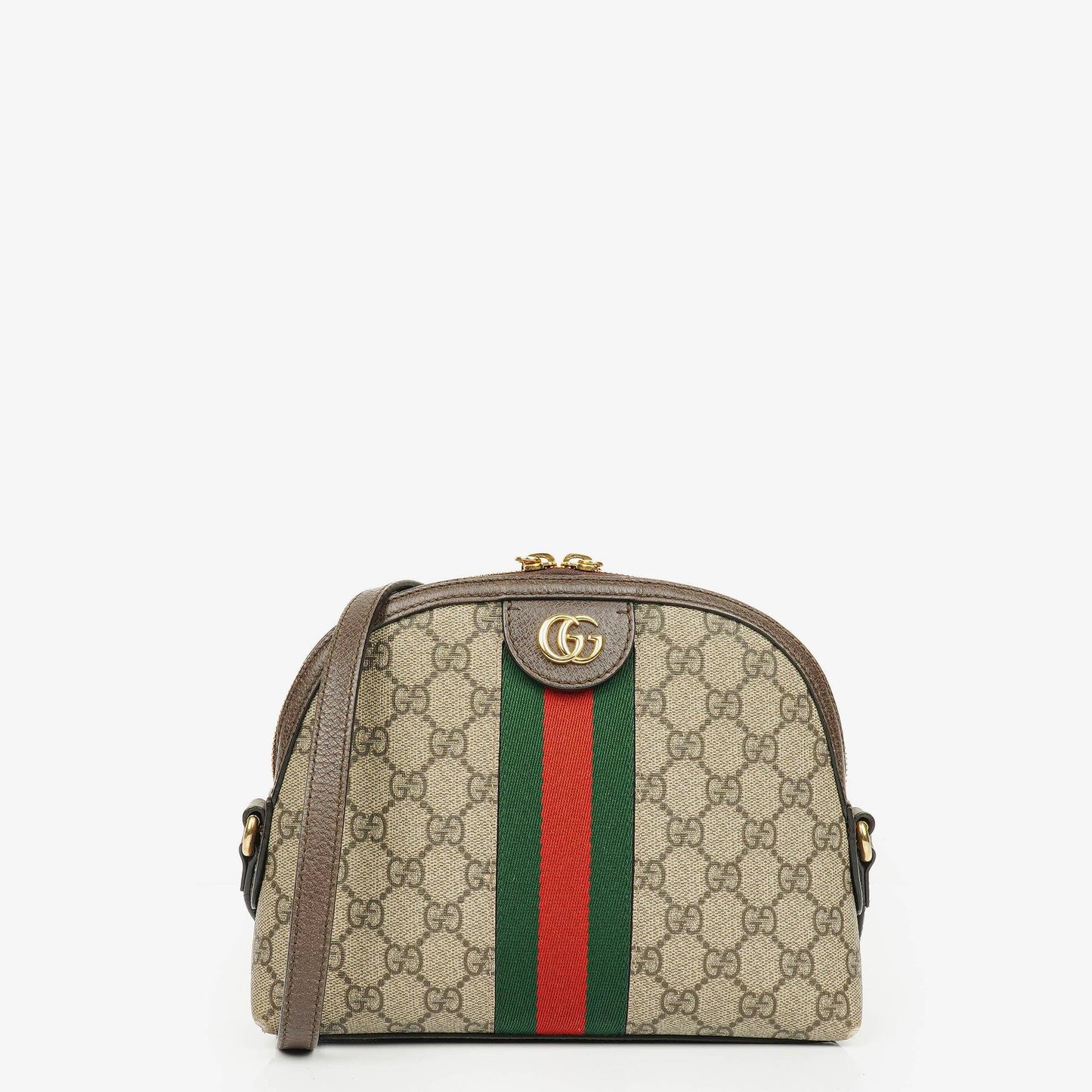 Gucci Kleine Ophidia Dome Schultertasche aus GG Supreme Monogram mit abgerundeter Oberseite