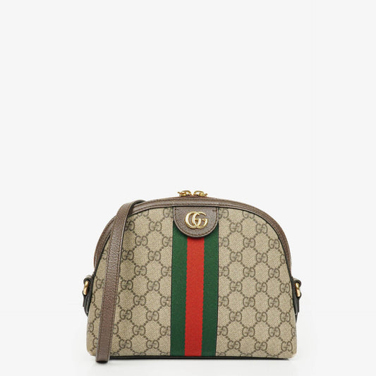 Gucci Kleine Ophidia Dome Schultertasche aus GG Supreme Monogram mit abgerundeter Oberseite