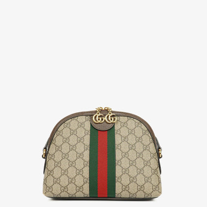 Gucci Kleine Ophidia Dome Schultertasche aus GG Supreme Monogram mit abgerundeter Oberseite