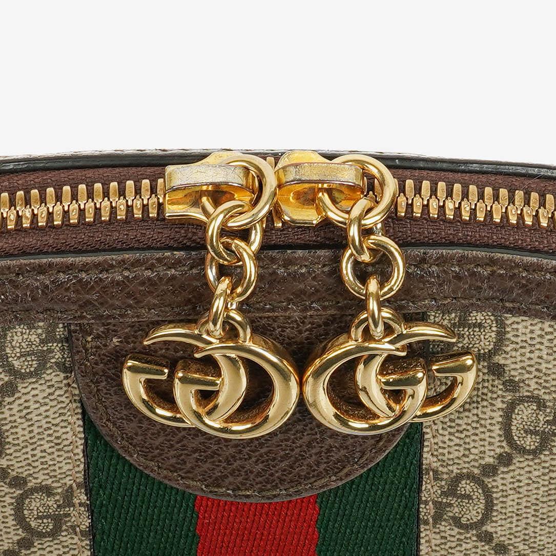 Gucci Kleine Ophidia Dome Schultertasche aus GG Supreme Monogram mit abgerundeter Oberseite