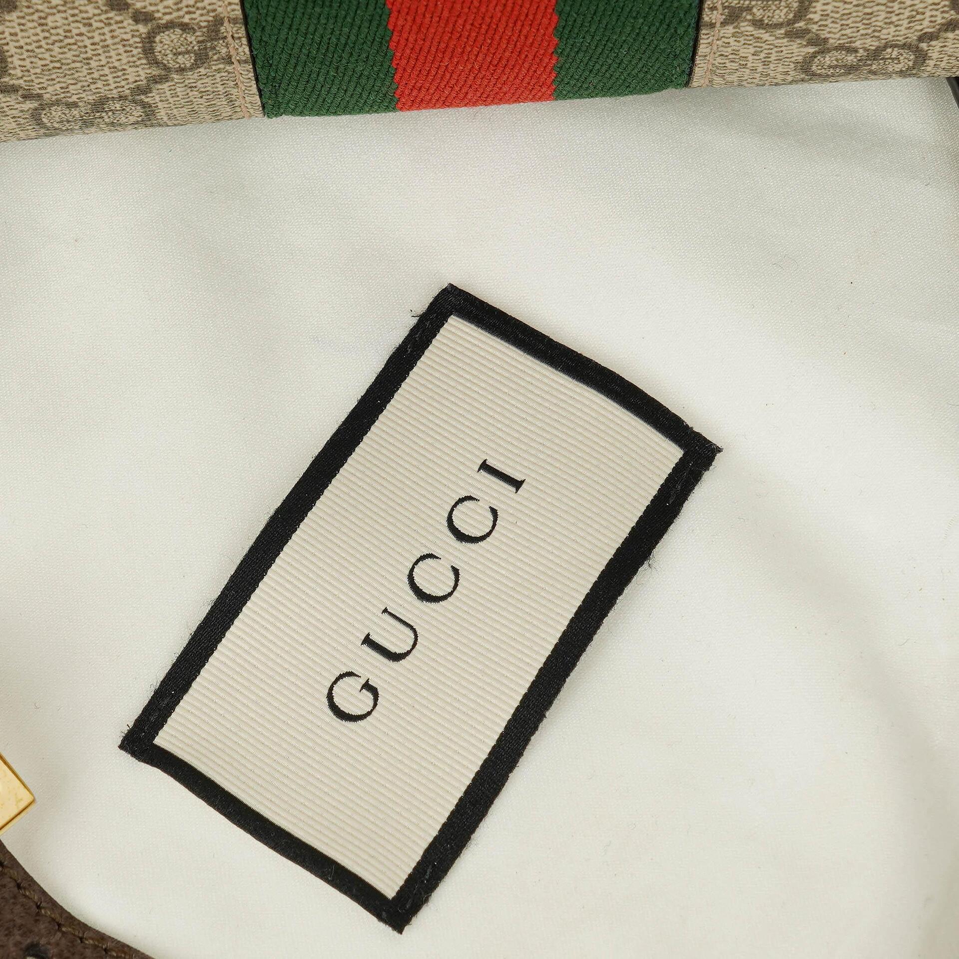 Gucci Kleine Ophidia Dome Schultertasche aus GG Supreme Monogram mit abgerundeter Oberseite