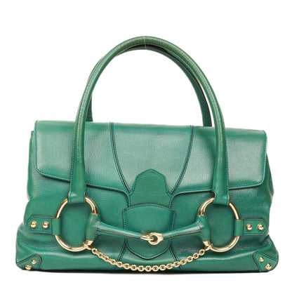 Gucci Horsebit Chain Flap Bag Large aus genarbtem Kalbsleder