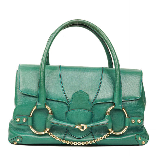Gucci Horsebit Chain Flap Bag Large aus genarbtem Kalbsleder