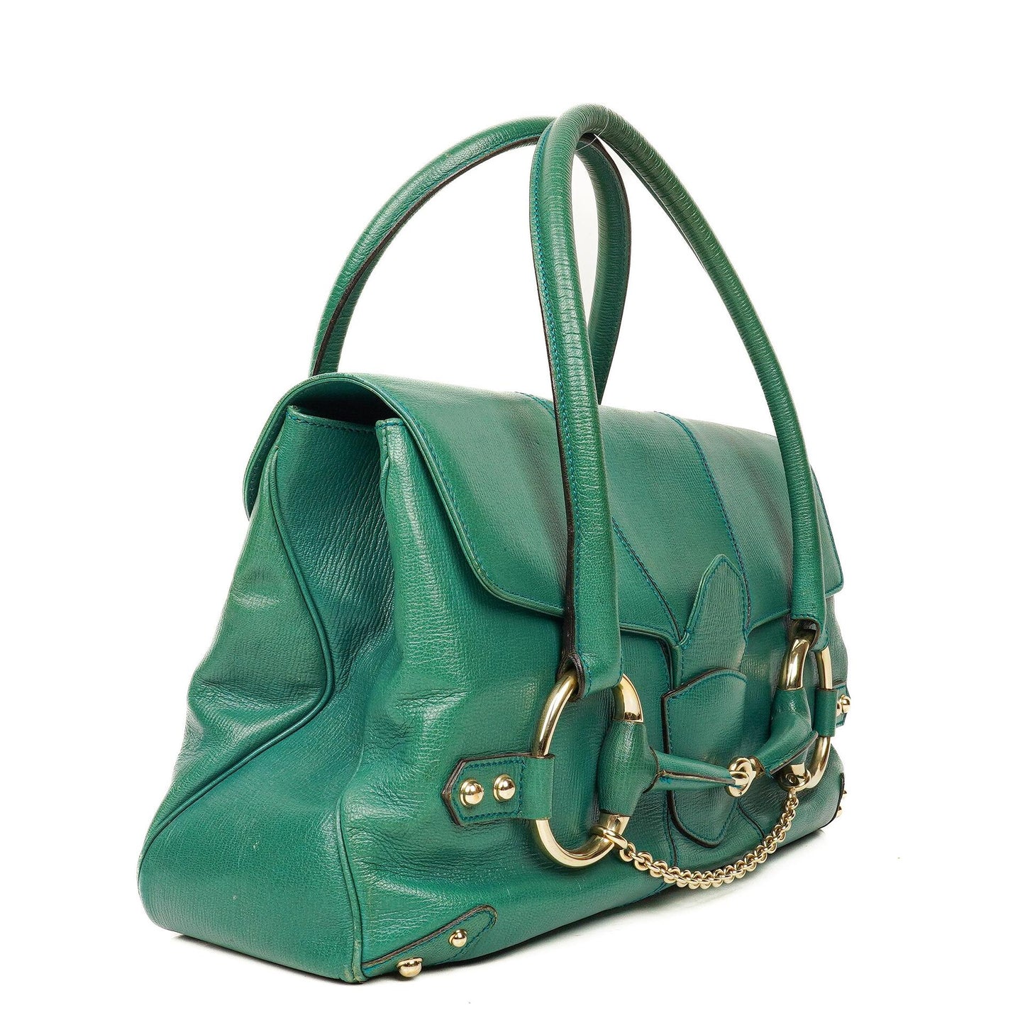 Gucci Horsebit Chain Flap Bag Large aus genarbtem Kalbsleder