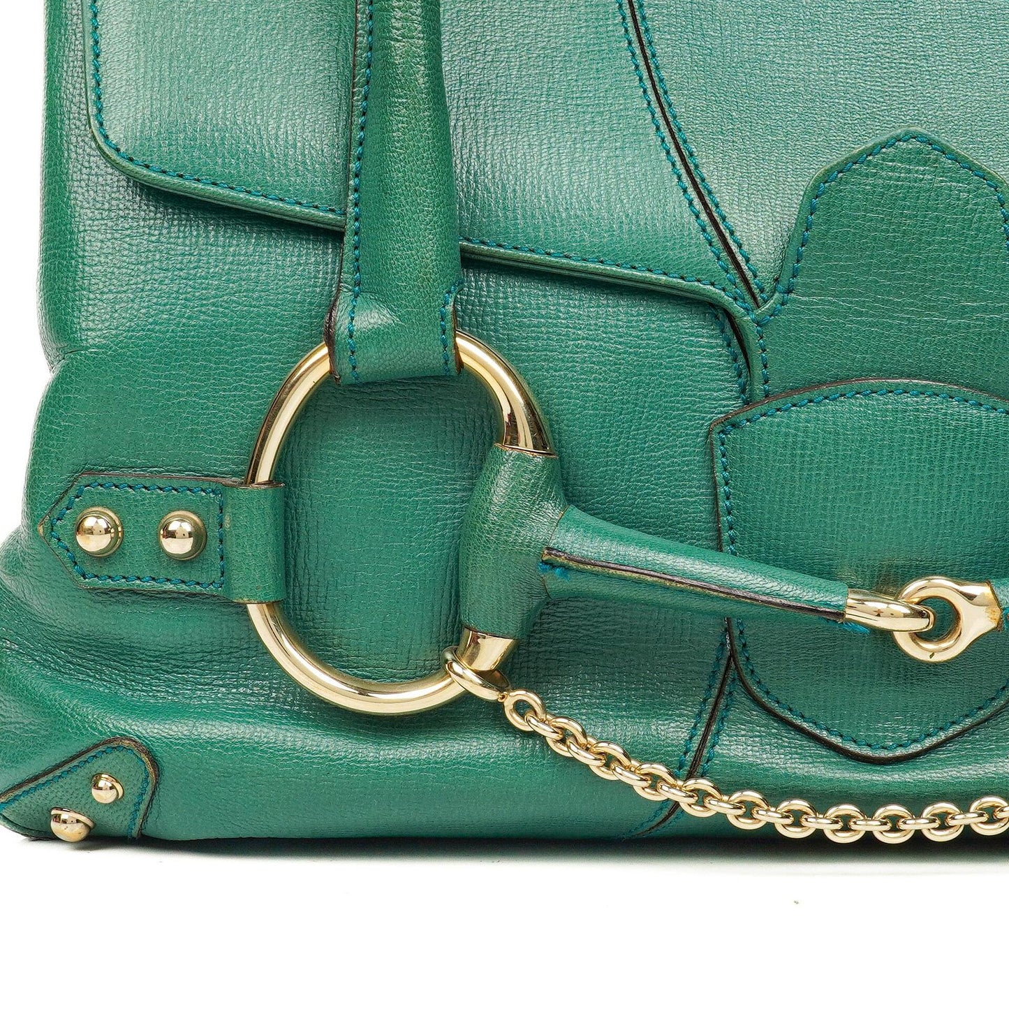Gucci Horsebit Chain Flap Bag Large aus genarbtem Kalbsleder