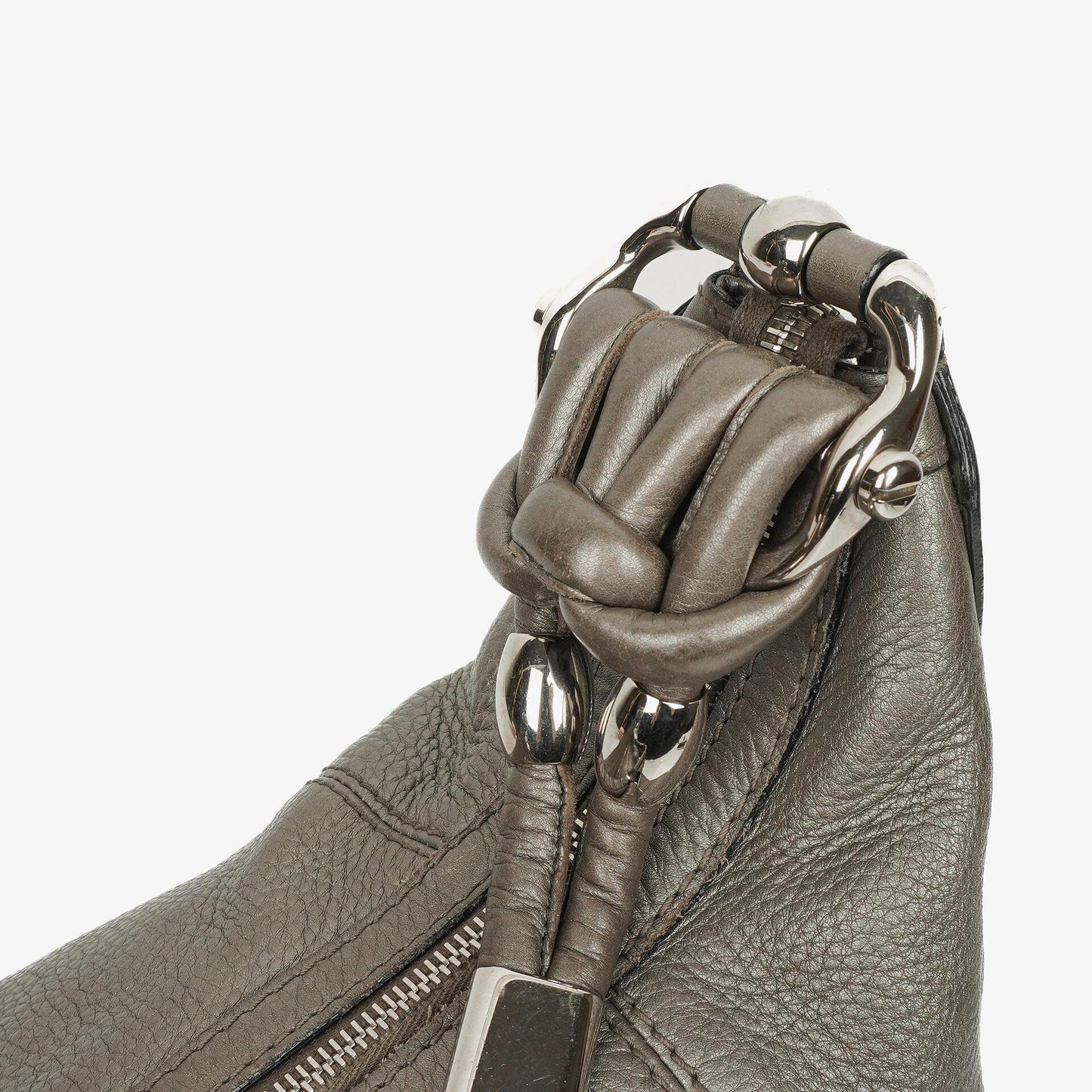 Gucci Horsebit Hobo aus grauem genarbtem Kalbsleder