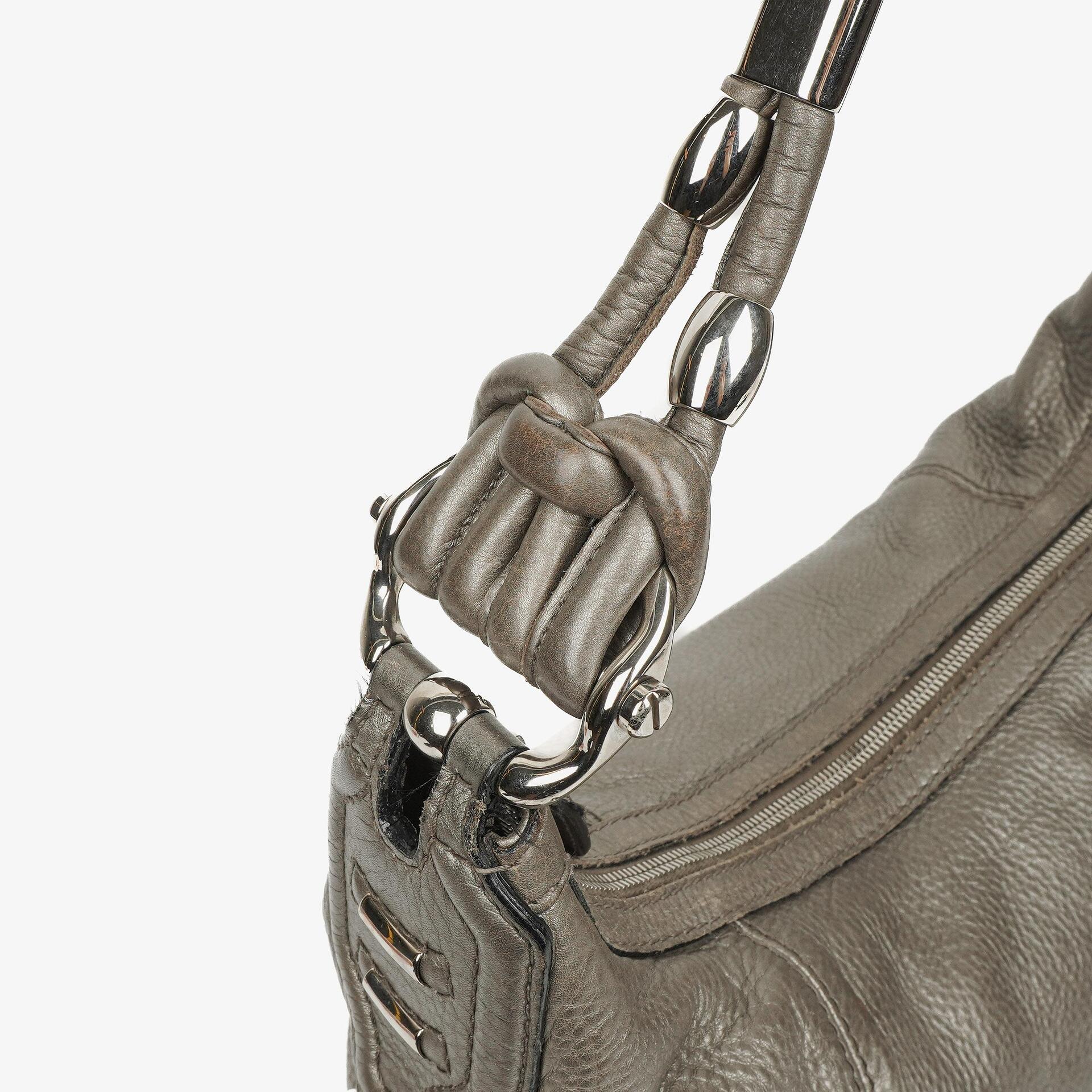 Gucci Horsebit Hobo aus grauem genarbtem Kalbsleder