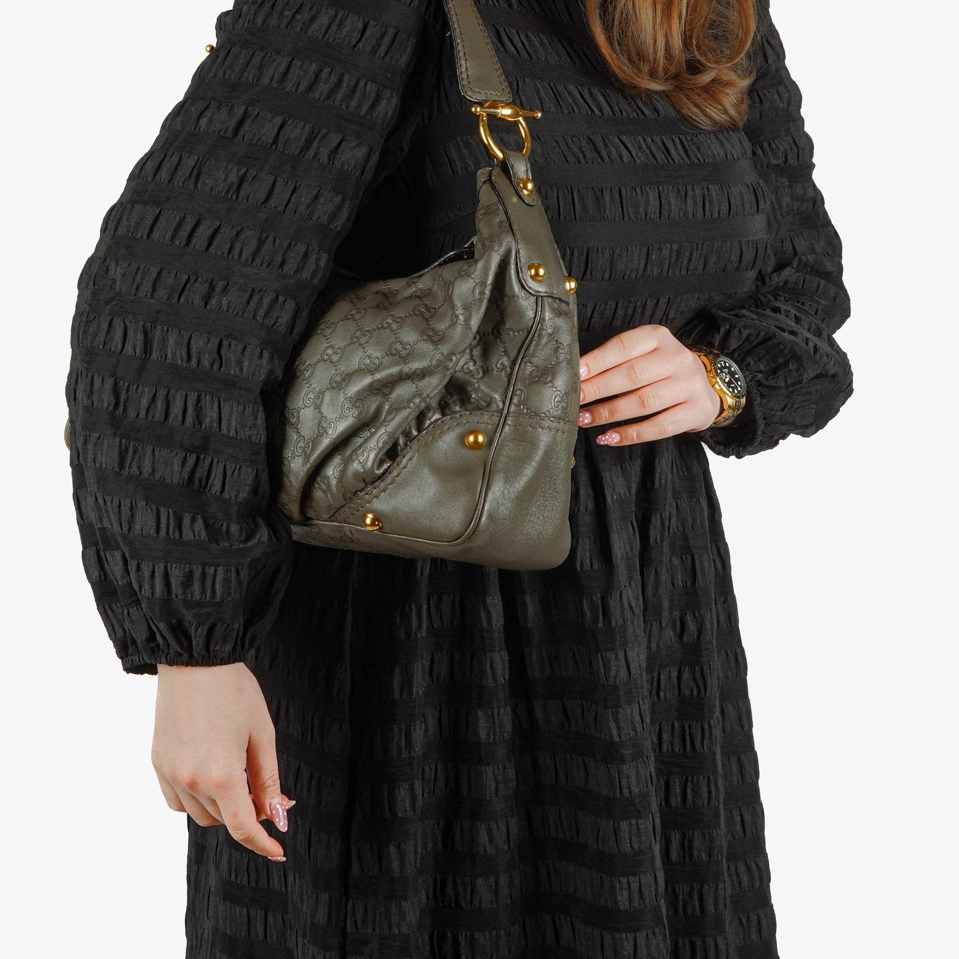 Gucci Guccissima Jokey Hobo Tasche aus Leder