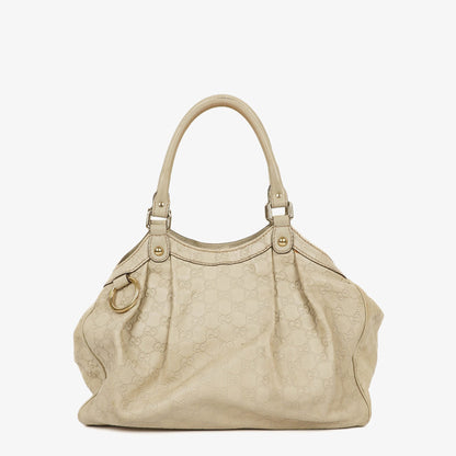 Gucci Suckey Hobo-Tasche aus neutralem Guccissima Leder