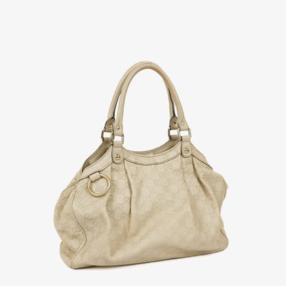 Gucci Suckey Hobo-Tasche aus neutralem Guccissima Leder