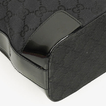 Gucci Hobo Schultertasche aus schwarzem GG Canvas und Lackleder