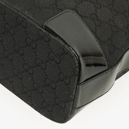 Gucci Hobo Schultertasche aus schwarzem GG Canvas und Lackleder