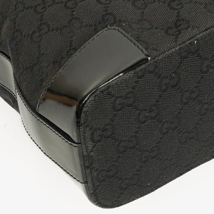 Gucci Hobo Schultertasche aus schwarzem GG Canvas und Lackleder